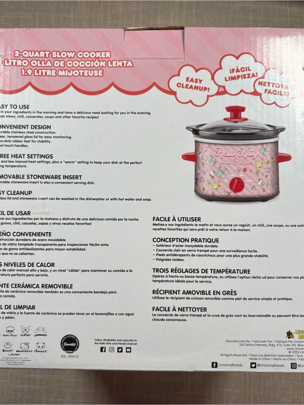 Dorm Ready Hello Kitty 2Qt Pink Slow Cooker with Red Accents NIB - Picture 4 of 5